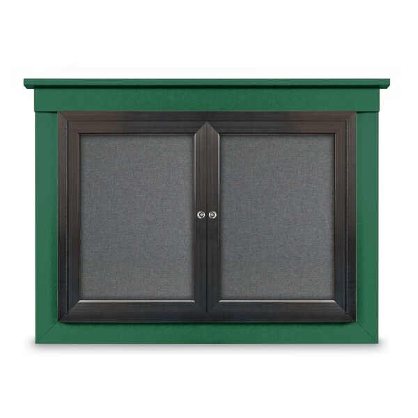 24"x36" 1-Door Enclosed Outdoor Letterboard, Hdr, Blue Felt/Bronze